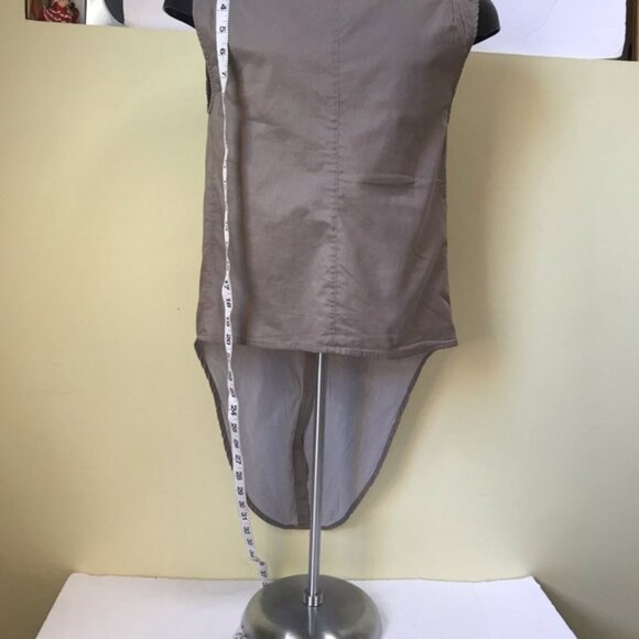 HELMUT LANG Tie Front Sleeveless Cotton Button Up Shirt Top Minimalist Neutral S - Picture 9 of 14